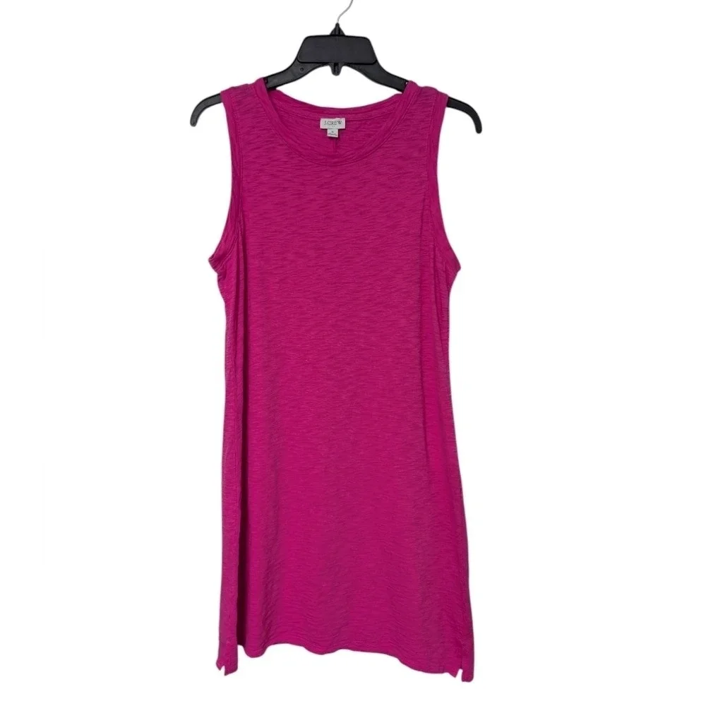 J. Crew Factory Vivid Pink Sleeveless Mini Casual Cotton‎ Tank Dress Size Small